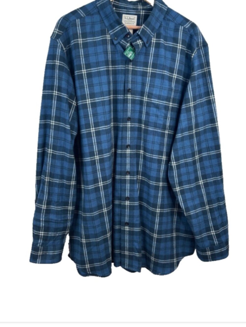 NWT LL Bean Scotch Plaid Flannel Shirt Mens XL Tall XLT Blue Traditional Fit